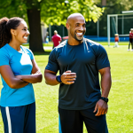 **

"A professional lifestyle sports instructor, fully clothed in modest athletic wear, smiling warmly while coaching a diverse group of people in a sunny park, appropriate attire, safe for work, perfect anatomy, natural proportions, family-friendly, healthy lifestyle concept, motivational atmosphere, vibrant colors."

**