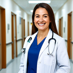**

A professional female doctor in a modest lab coat, smiling warmly in a bright, modern hospital hallway.  Fully clothed, appropriate attire, safe for work. Perfect anatomy, correct proportions, natural pose, well-formed hands, proper finger count, natural body proportions, professional photography, high quality, family-friendly.

**